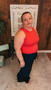 Victoria Ribbed Tank Top | Coral