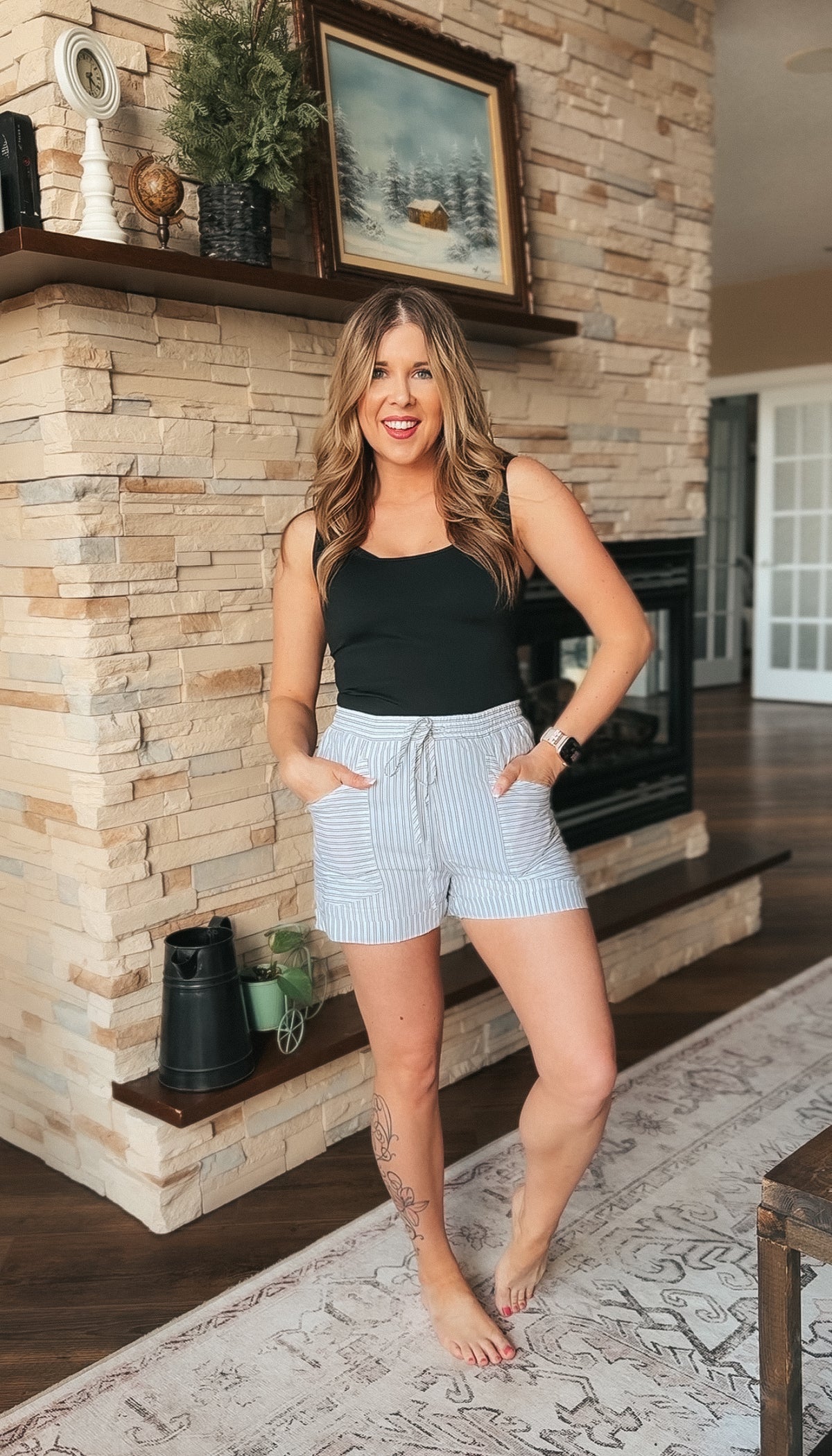 Tenille Linen Shorts | White Stripe