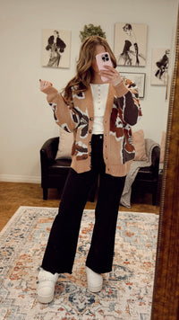 Jessica Floral Cardigan | Taupe