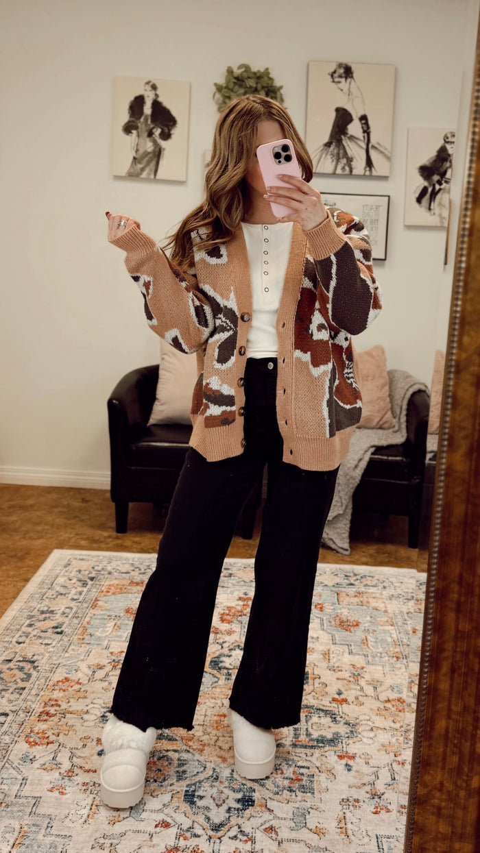 Jessica Floral Cardigan | Taupe