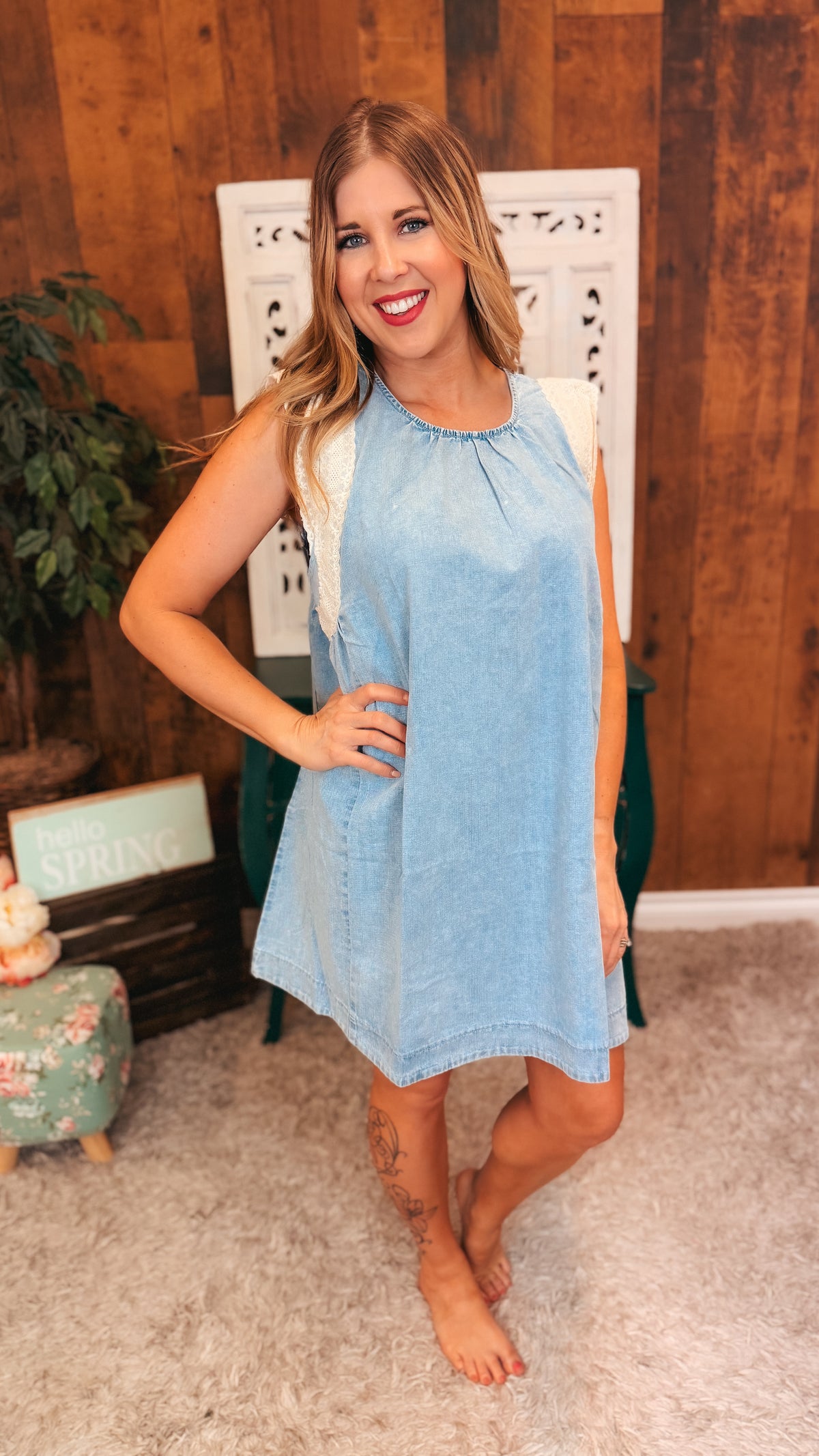 Lisa Denim Sundress | Light Blue