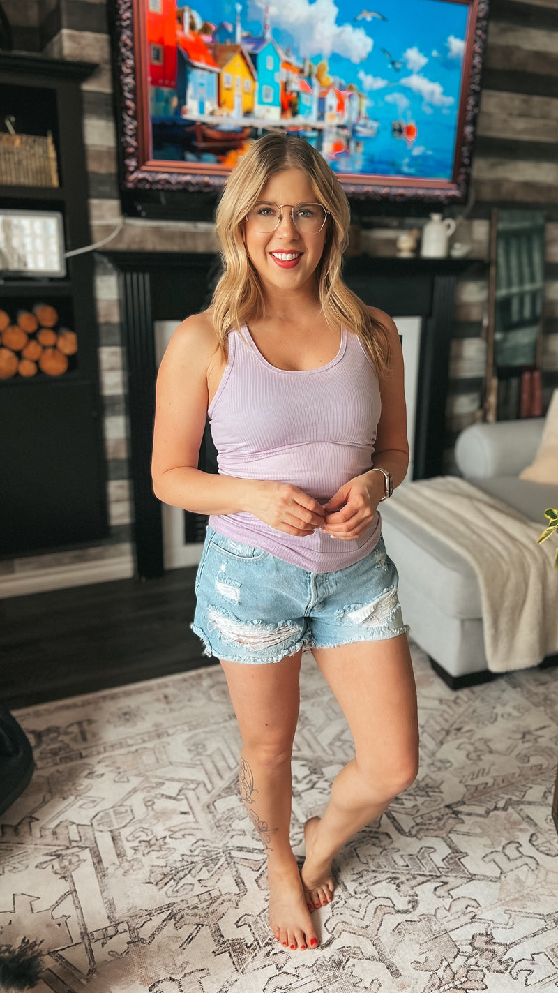 Rynlee Ribbed Tank Top: Lavender
