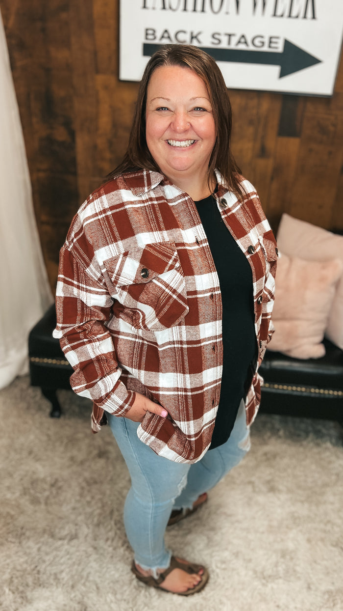 Finley Plaid Shacket | Brown
