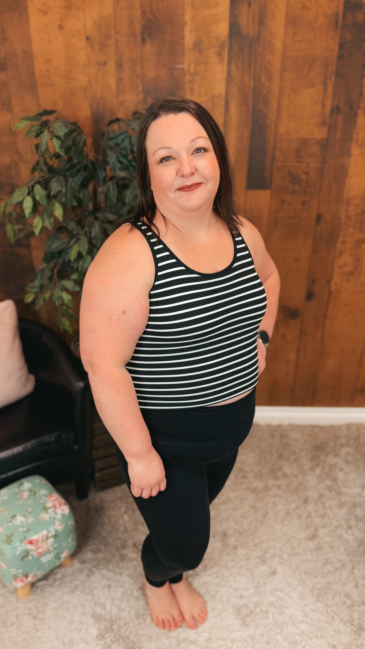 Ann Marie Stripe Tank Top | Black