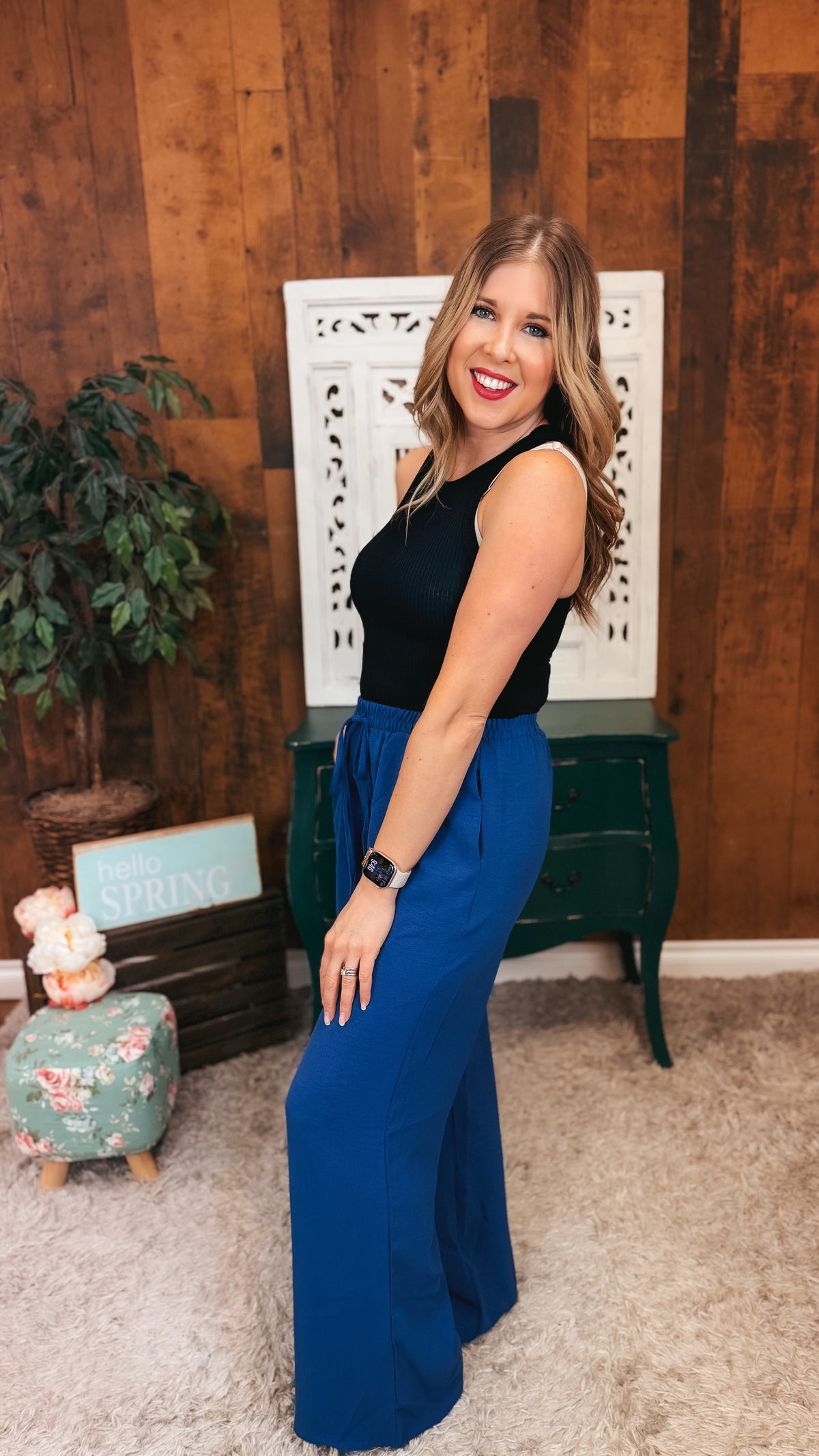Crystal Wide Leg Pants | Denim Blue