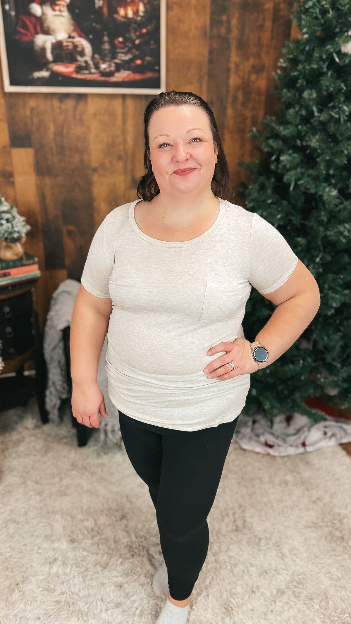 Laura Heathered Tee | Oatmeal