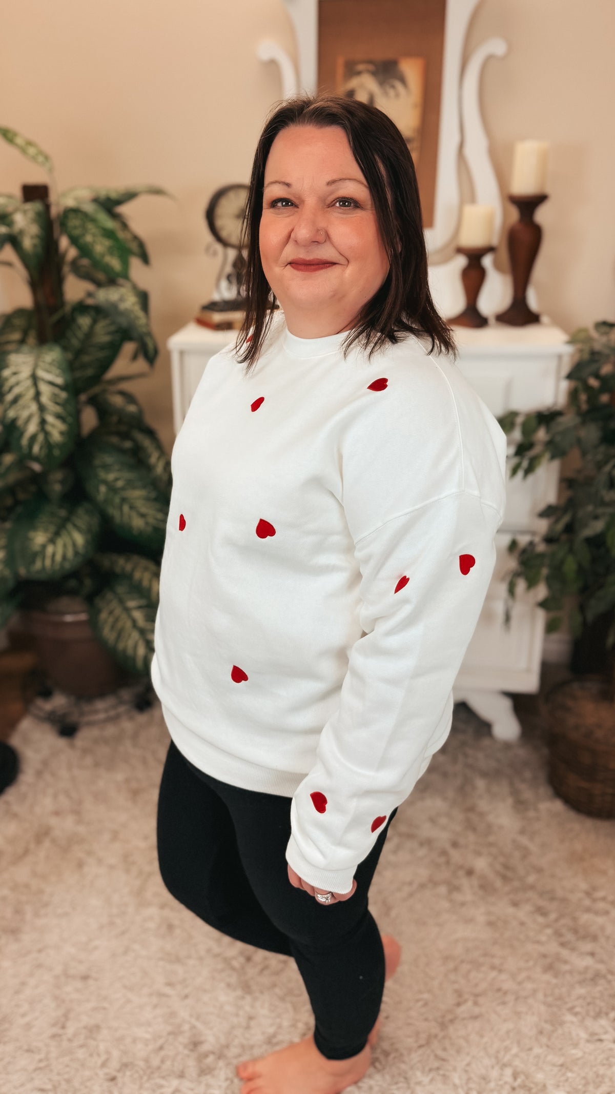 Liza Heart Crewneck | Ivory