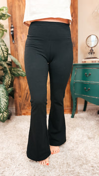 Lenny Flared Cotton Leggings| Black