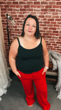 Jodie Wide Leg Jogging Pants | Red