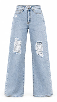 Noah Wide Leg Denim: Light Blue