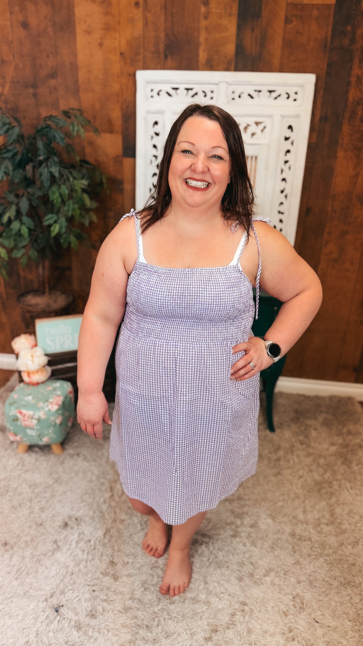 Eva Gingham Sundress | Purple