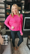Lisa Ribbed Long Sleeve: Hot Pink