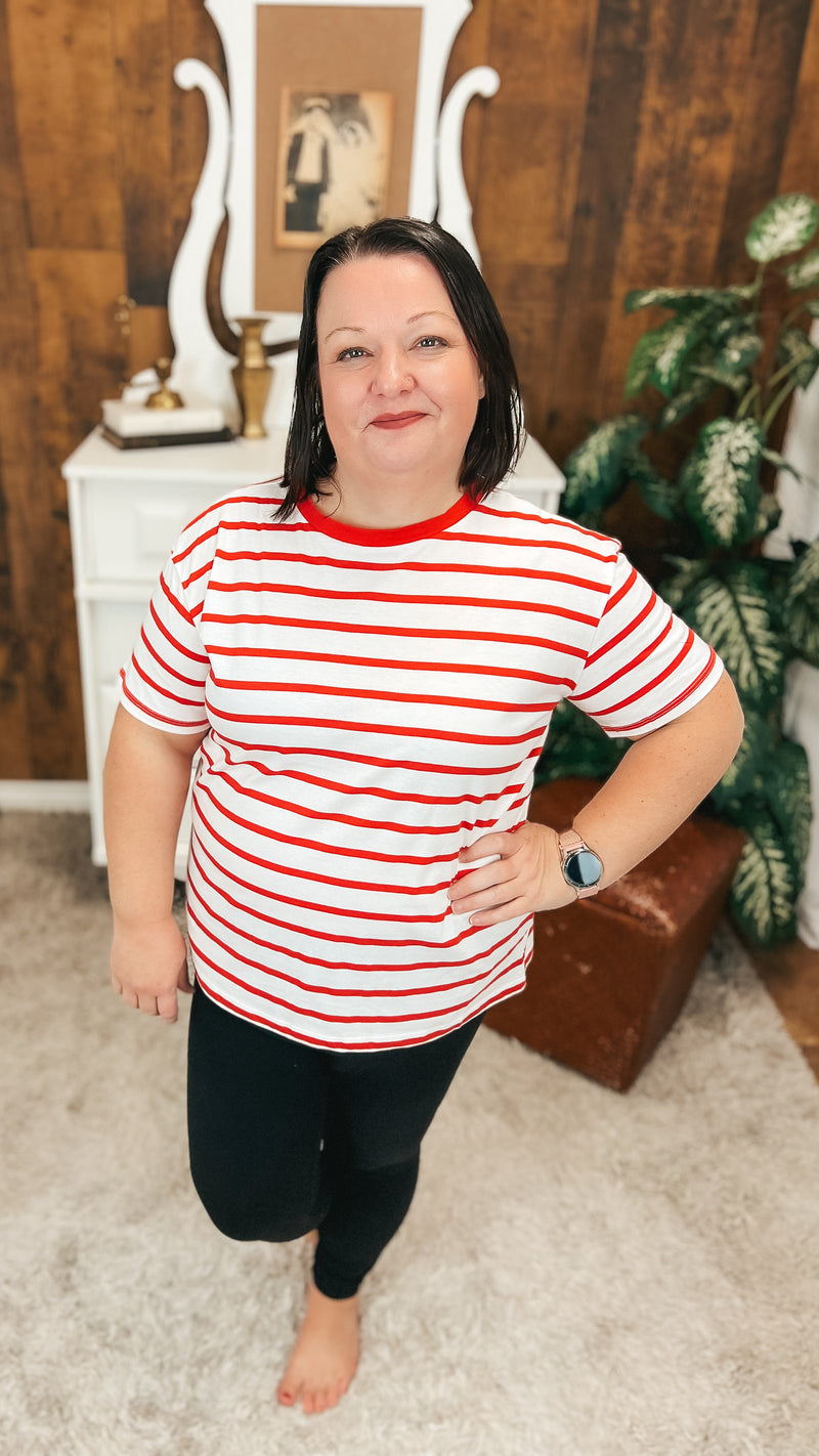 Brittany Striped Tee | Red & Ivory
