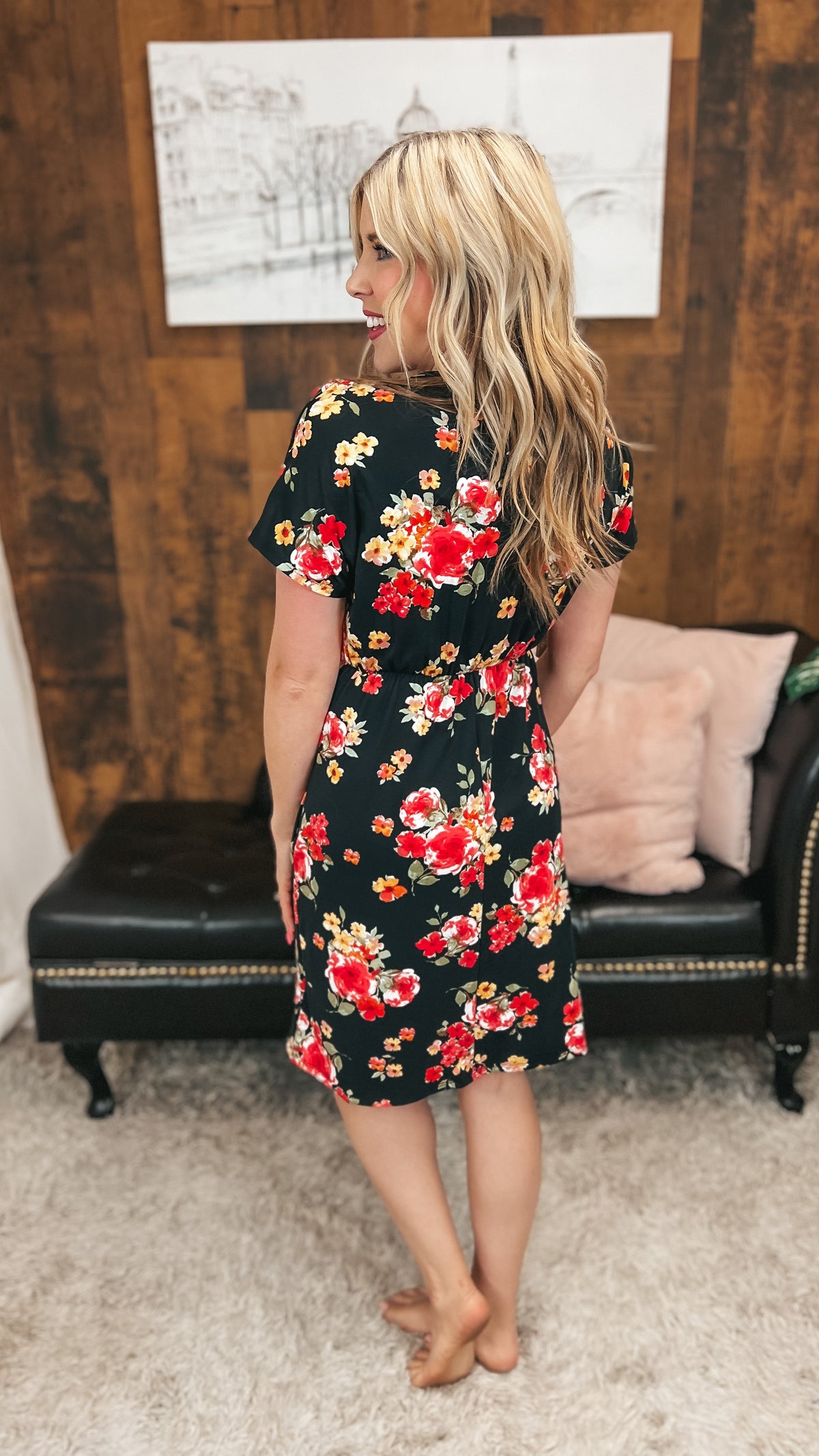 Sonya Floral Dress | Black