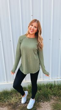 Leslie Waffle Long Sleeve | Army Green
