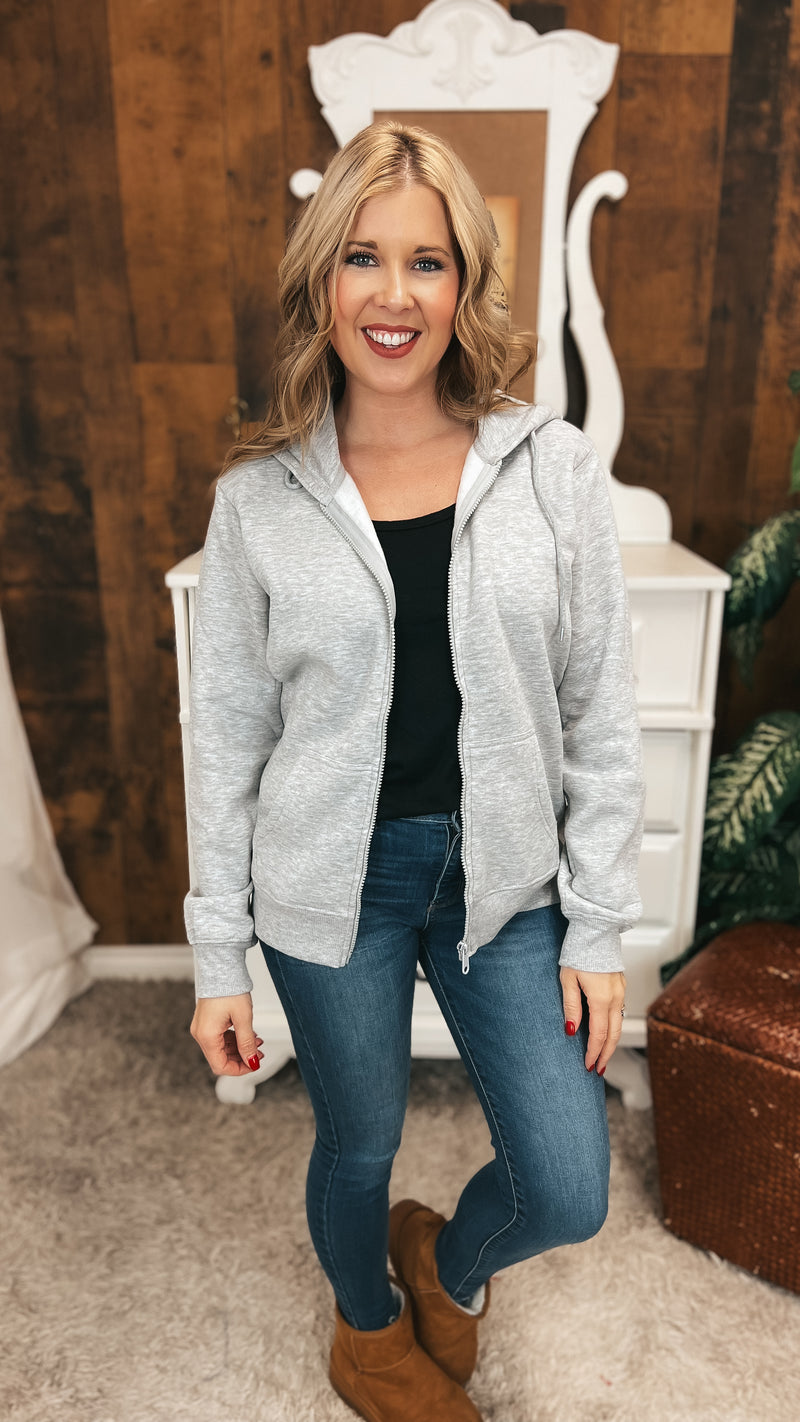 Layne Zip Hoodie: Grey
