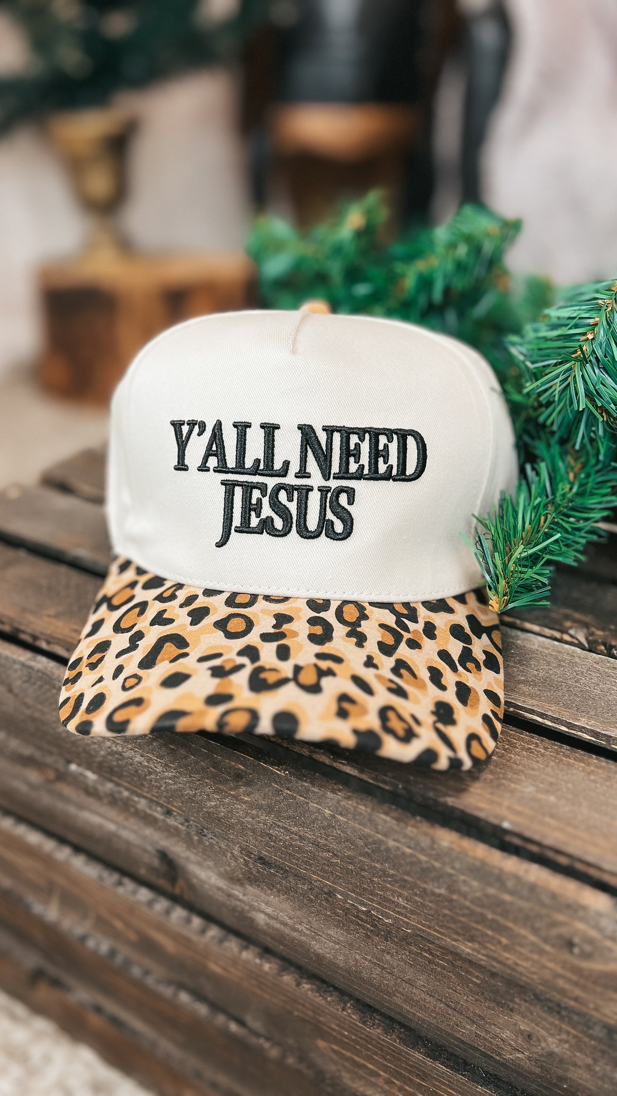 Ya'll Need Jesus Baseball Hat: Leopard