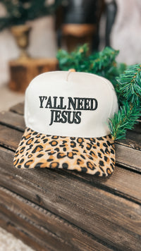Ya'll Need Jesus Baseball Hat: Leopard