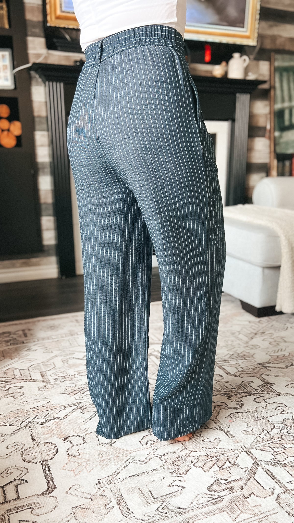 Gracy Pinstripe Dress Pants | Navy