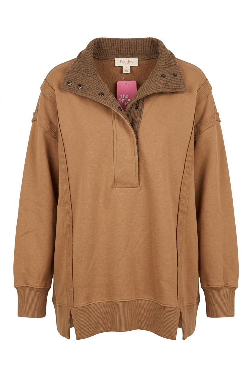 Charlene Snap Sweatshirt | Mocha
