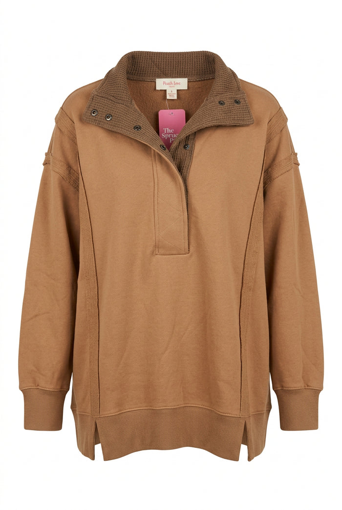 Charlene Snap Sweatshirt | Mocha