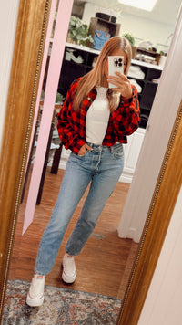 Nikita Crop Plaid Shacket | Red & Black *SALE*