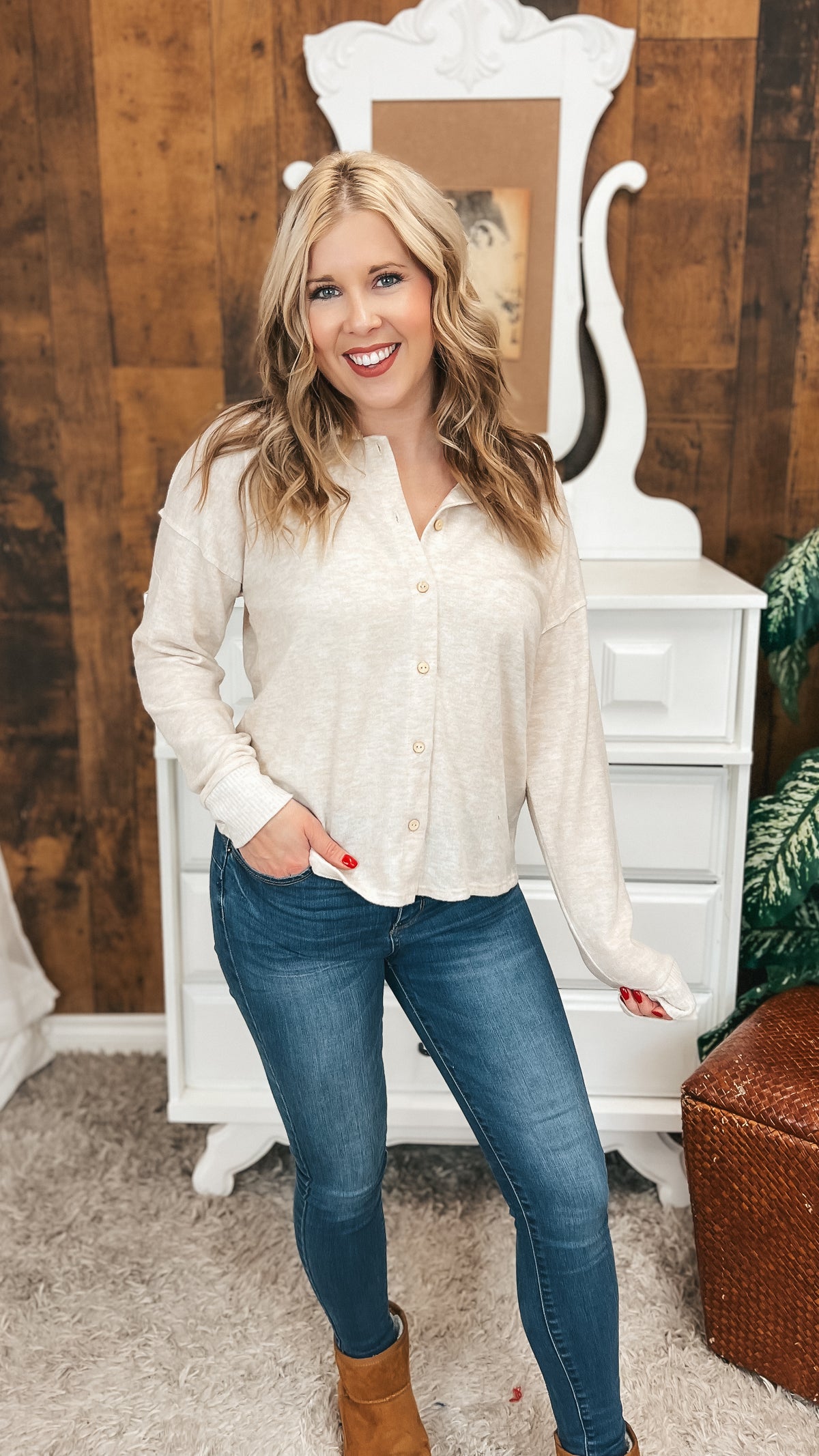 Loriann Button Shirt | Taupe