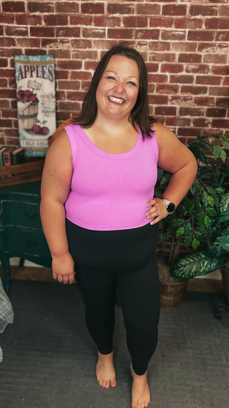 Tamara Ribbed Tank Top: Bright Mauve