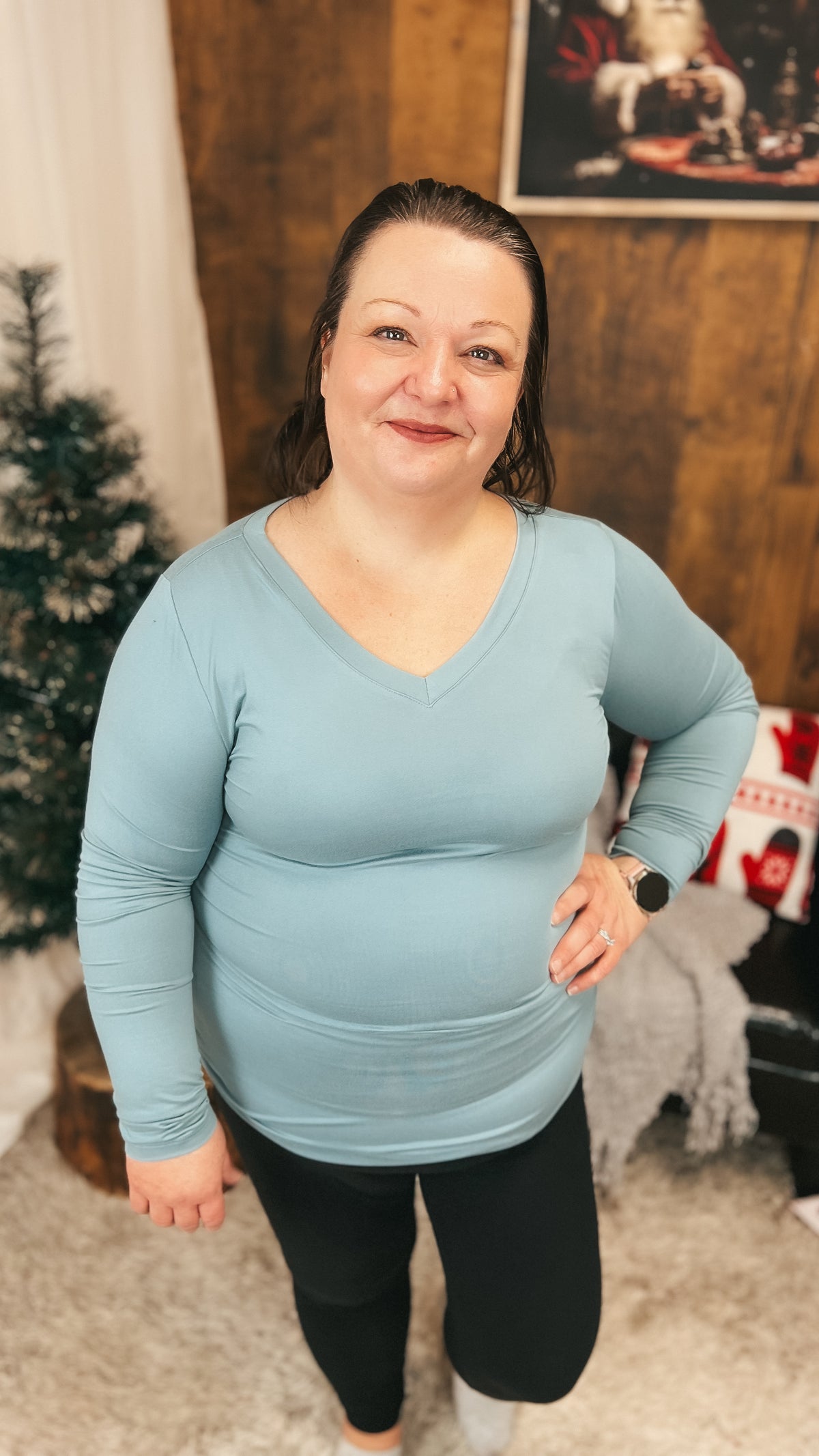 Kelsey Brushed Long Sleeve | Blue Grey