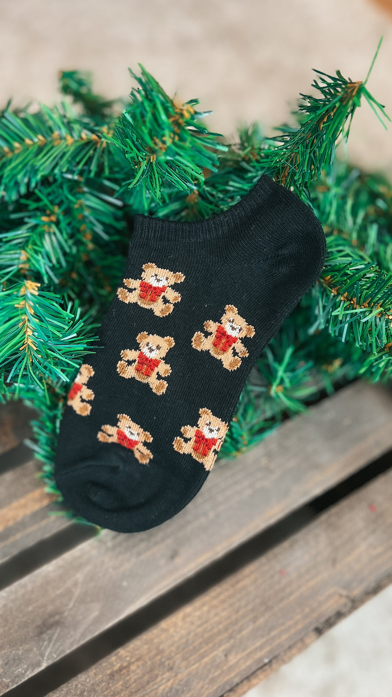 Teddy Bear Ankle Socks: Black *𝗗𝗢𝗢𝗥 𝗖𝗥𝗔𝗦𝗛𝗘𝗥*