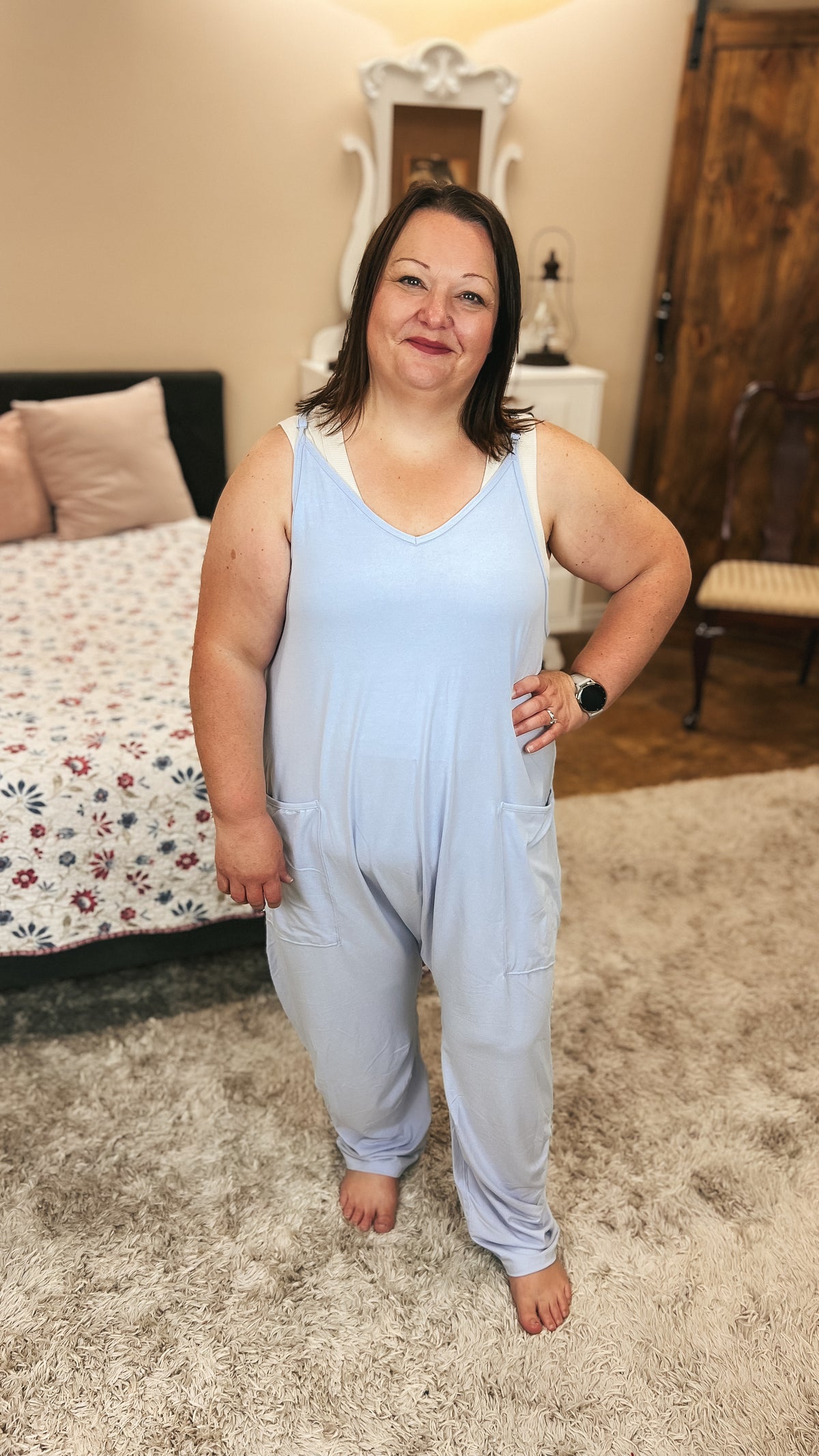 Jordyn Hotshot Romper: Periwinkle