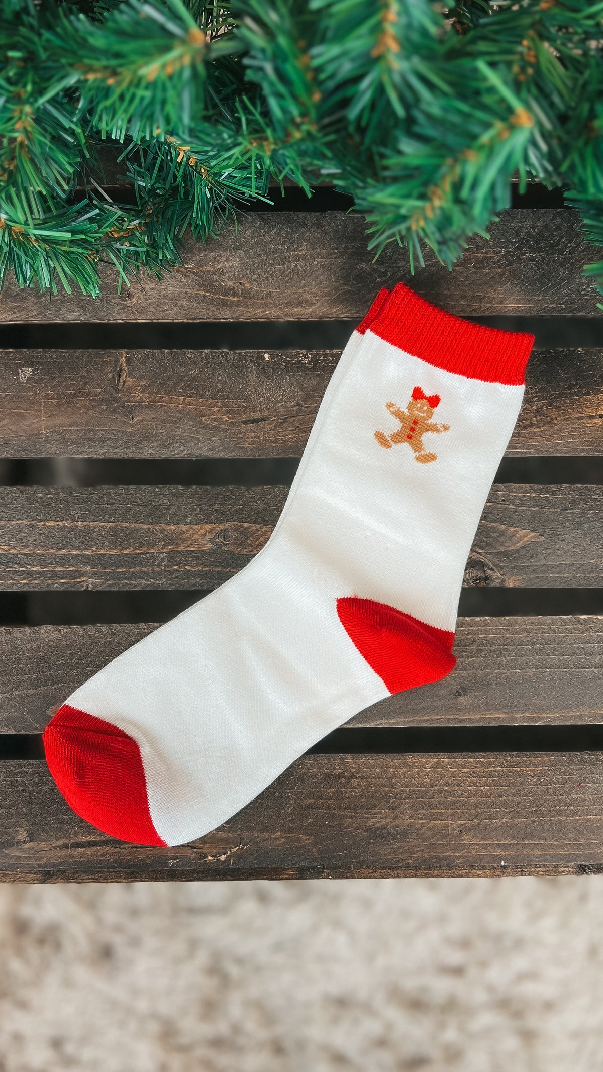 Gingerbread Ankle Socks: White *SALE*
