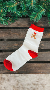 Gingerbread Ankle Socks: White *SALE*
