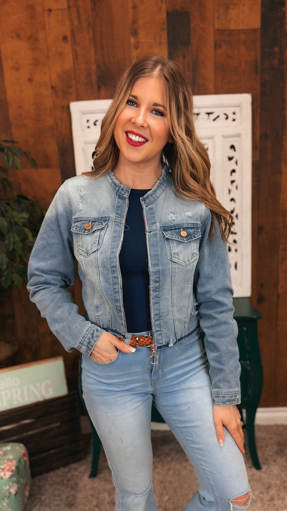 Joey Crop Denim Jacket | Medium Blue