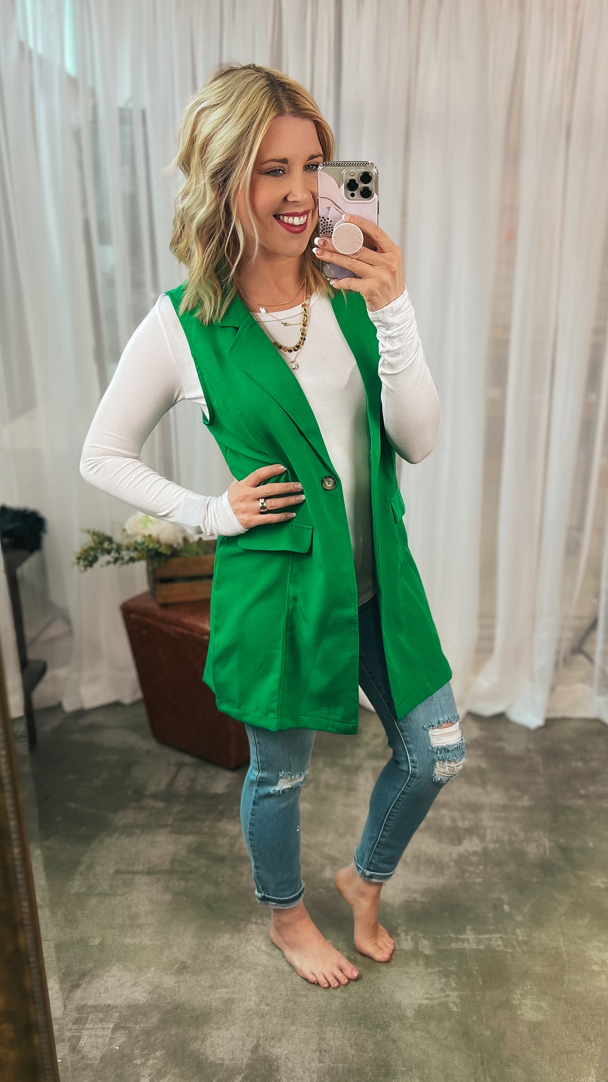 Katie Vested Blazer: Green