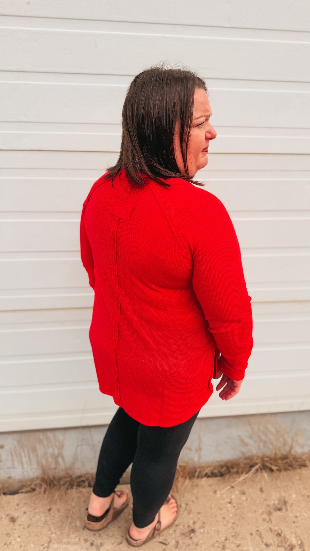 Leslie Waffle Long Sleeve | Red