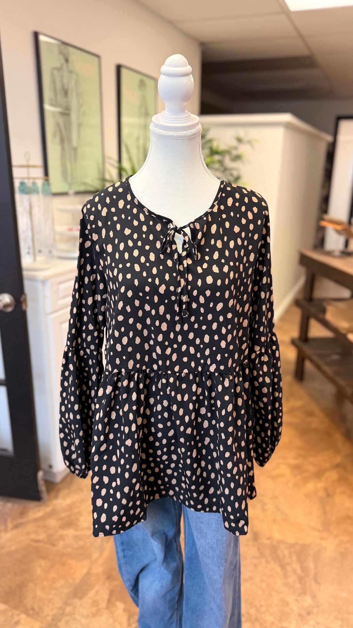 # 22 - Black Polka Dot Blouse | M | SAMPLE SALE