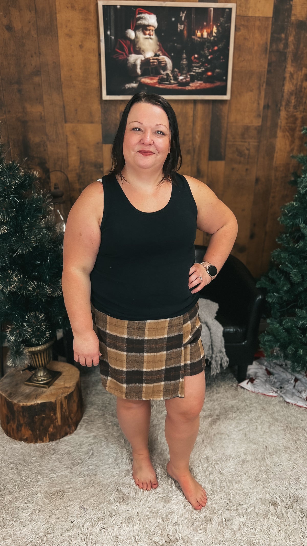 Sophia Fleece Skort | Khaki & Brown