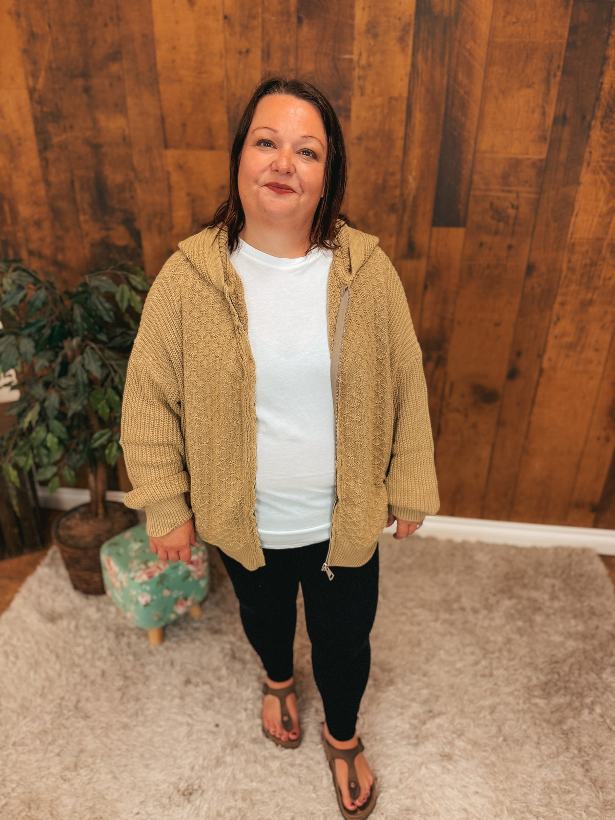 Brandi Zip Sweater Jacket | Taupe