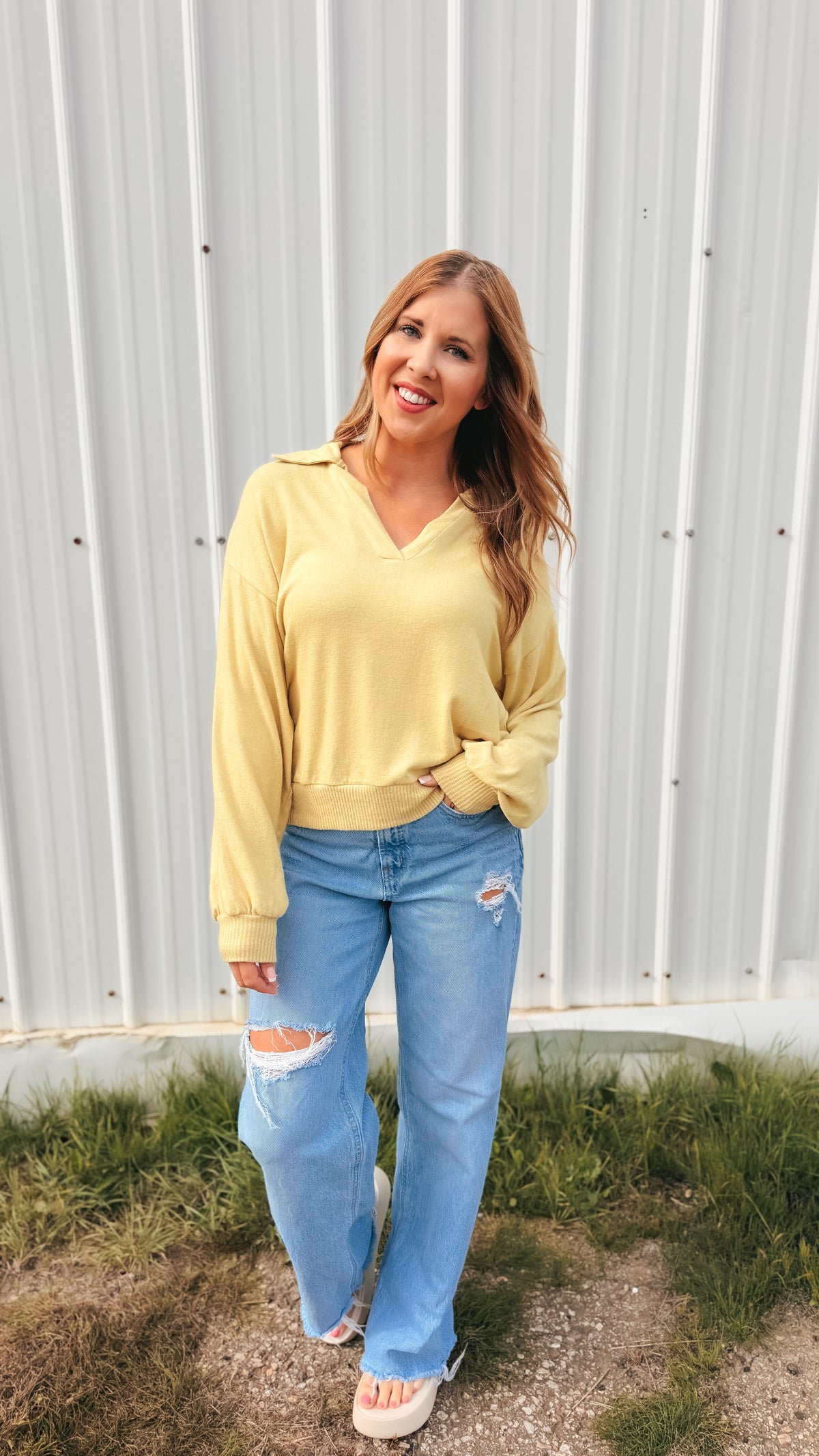 Tamara V-Neck Sweater | Yellow