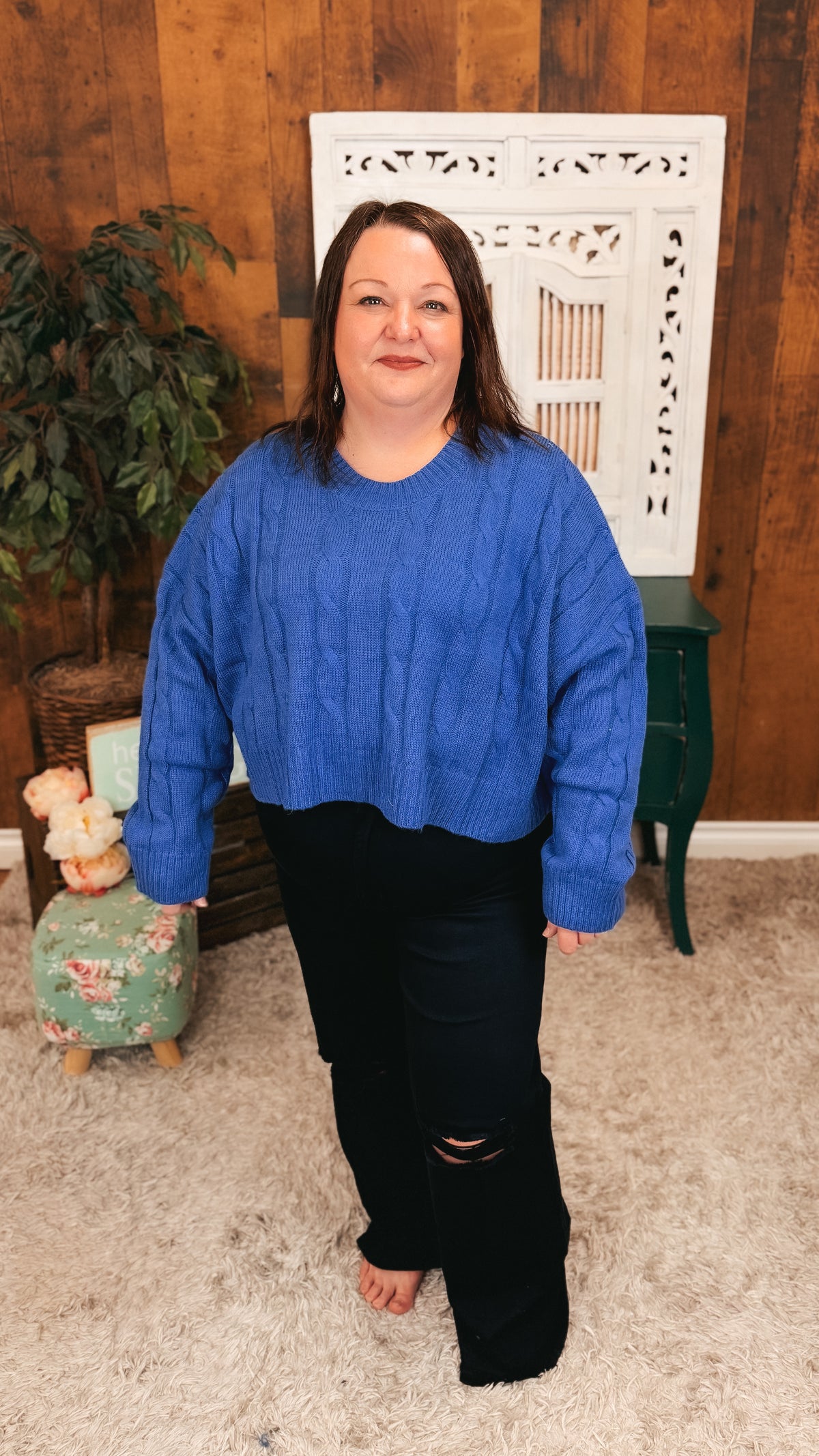 Nancy Cable Knit Sweater | Blue