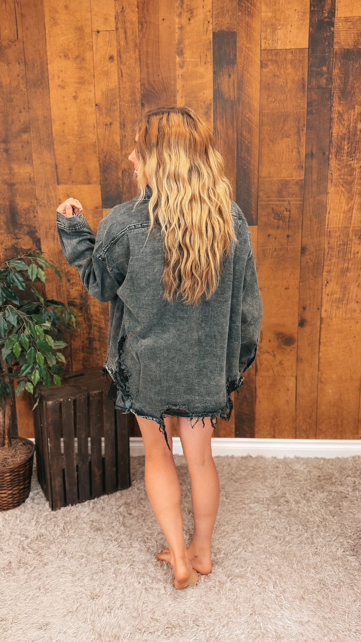 Ronin Distressed Denim Jacket | Washed Black