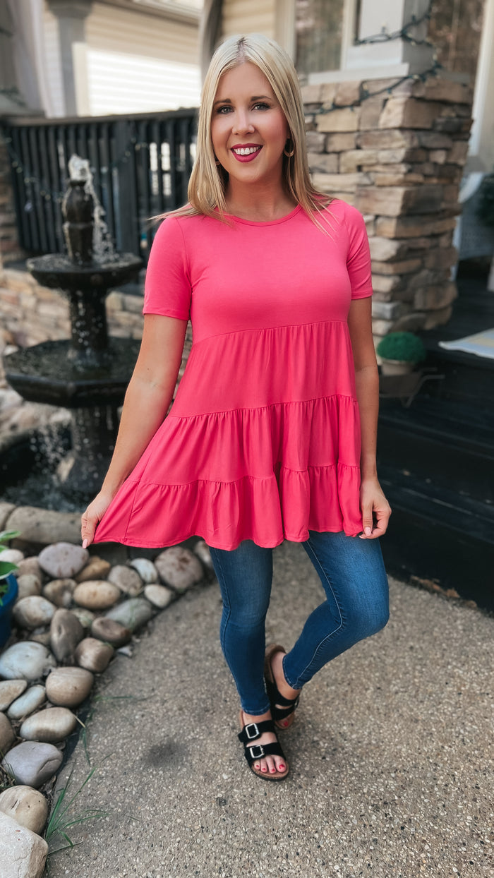 Rhonda Babydoll Tee: Coral