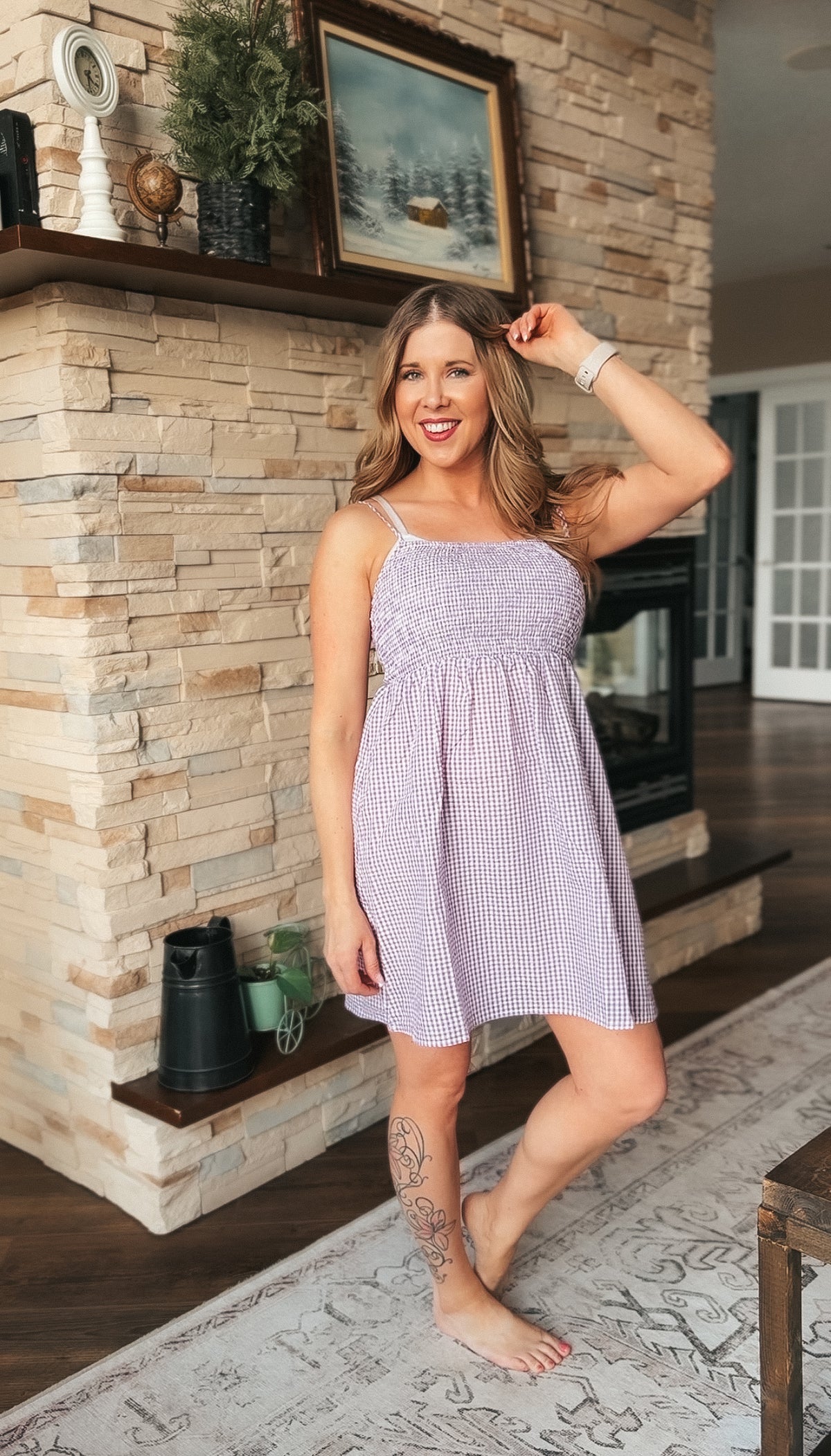 Eva Gingham Sundress | Purple