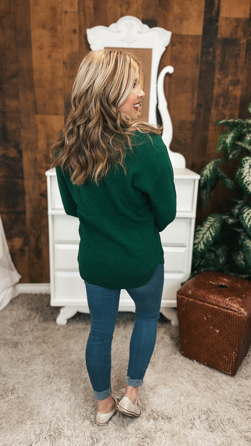 Scarlett Knit Sweater: Dark Green