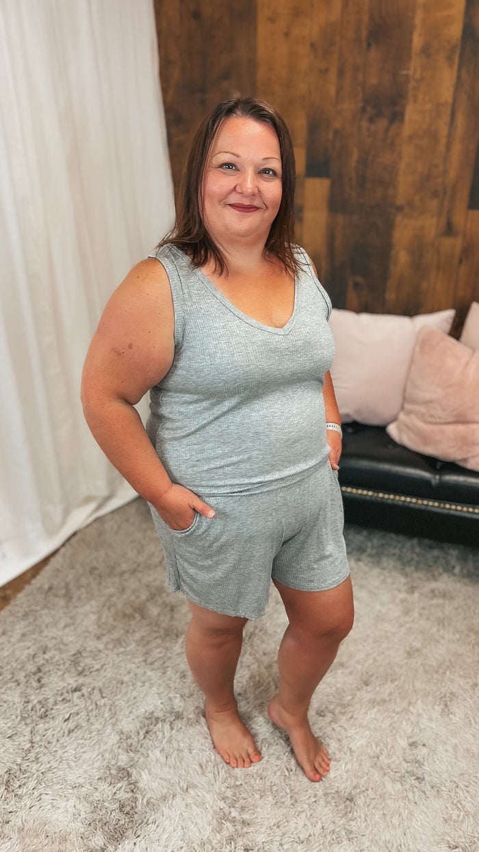 Tiffany Shorts Romper | Grey