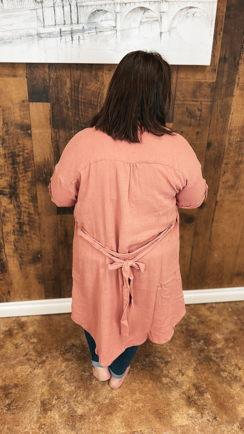 Lisa Linen Tie Dress | Blush