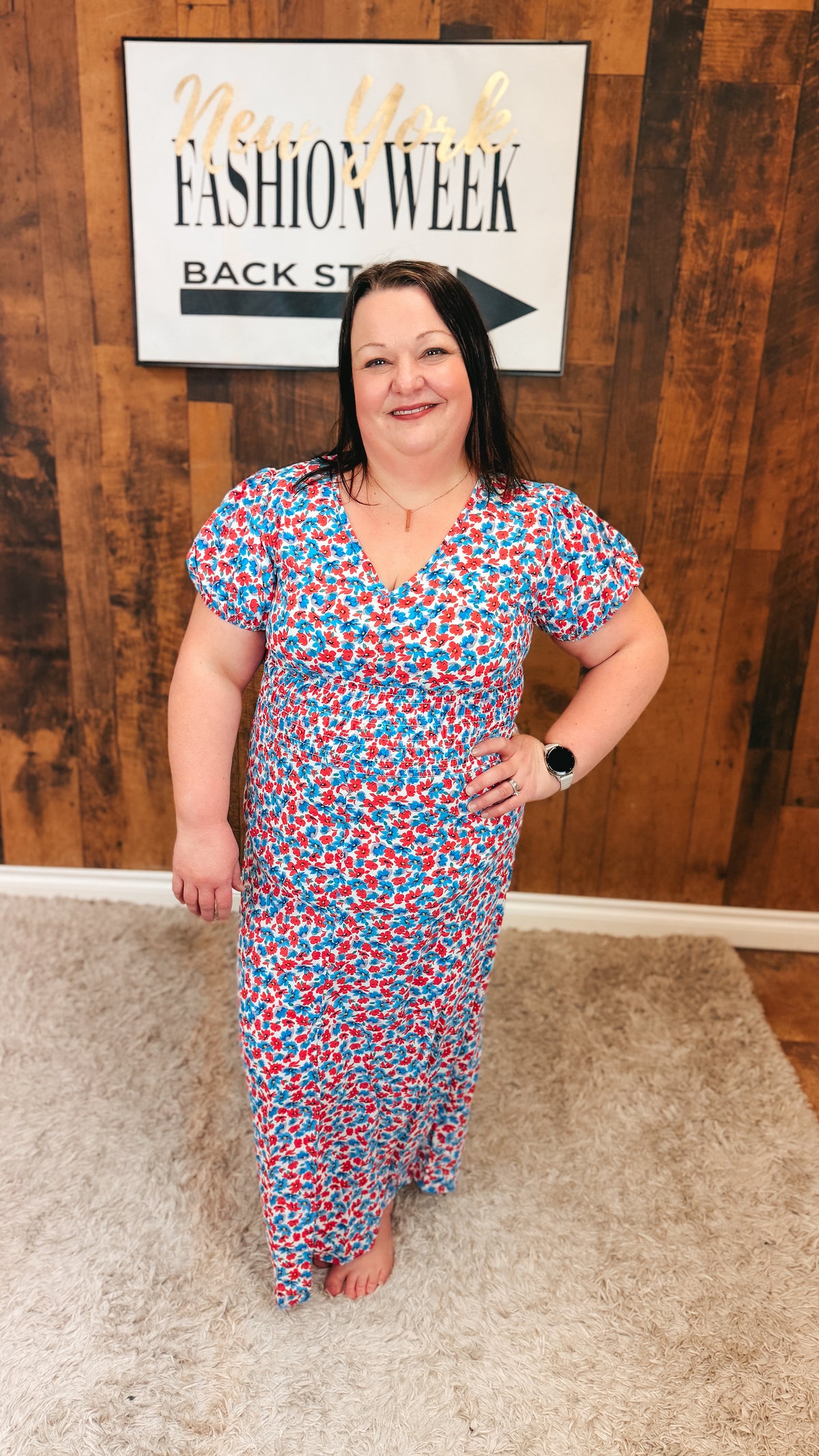 Victoria Floral Dress | Blue & Pink