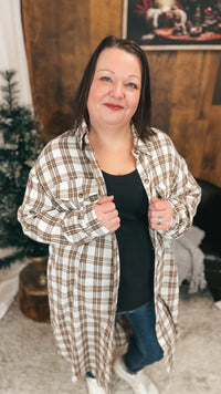 Mariska Plaid Button Down Cardigan | Brown