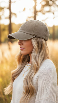 Jessie Faded Denim Baseball Hat: Mocha